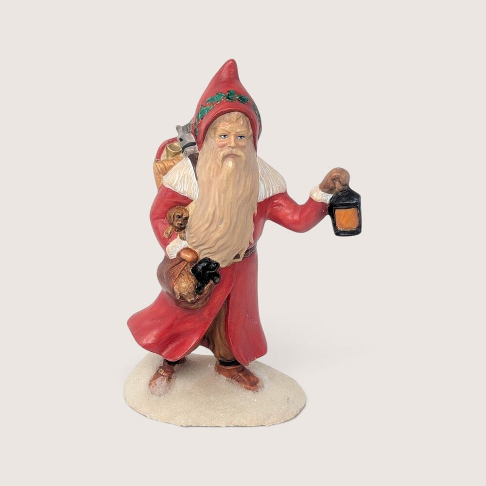 Vintage Ceramic Santa with Puppies Handpainted Figure